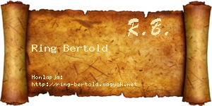Ring Bertold névjegykártya